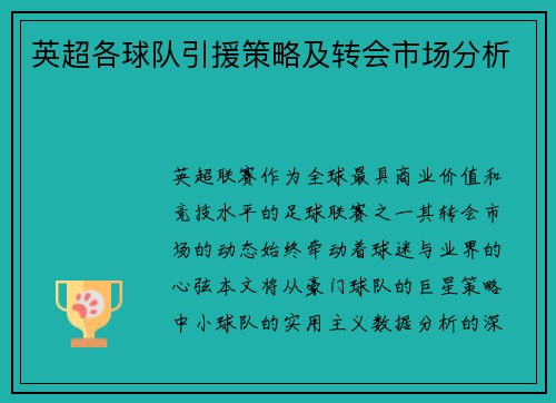 英超各球队引援策略及转会市场分析